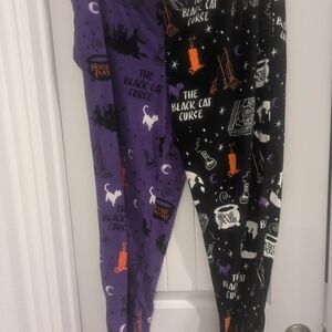 Hocus Pocus Purple and Black Halloween Themed Leggings